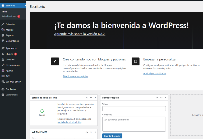 Tu primer dashboard: descubre el corazón de WordPress